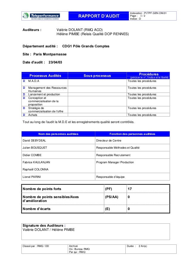 Feuille de travail audit excel