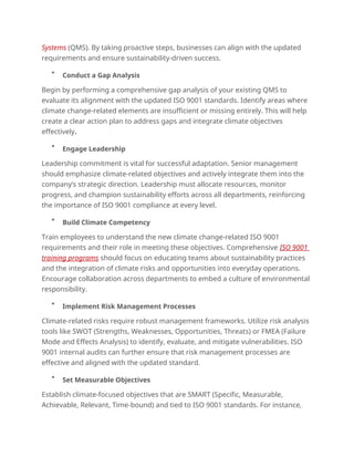 Qms Implementation Progress Update ISO 9001:2015 AMENDMENT 1:2024 – CLIMATE CHANGE UPDATES THROUGH QMS ...