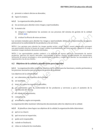 ISO 9001: 2015 sistemas de gestión de la calidad (5ta Edición) | PDF