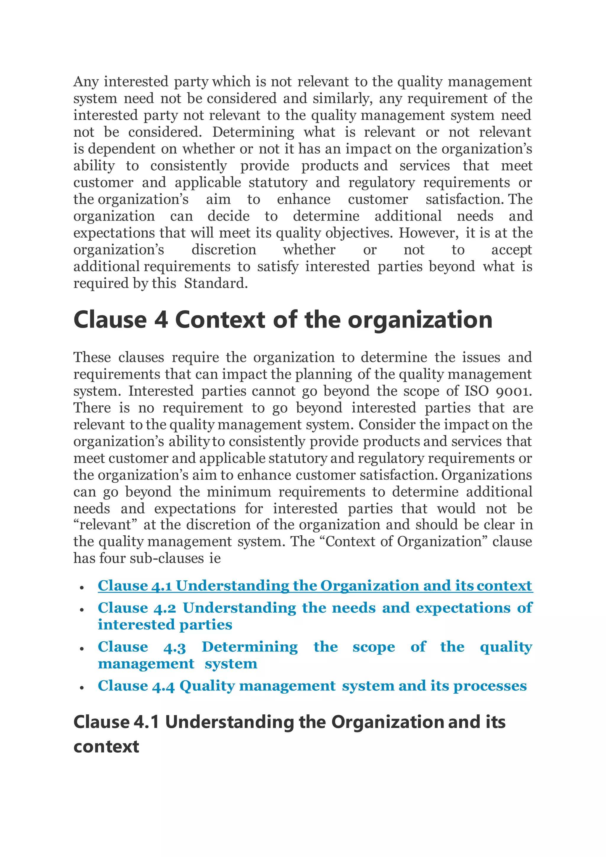 Iso 9001 2015 clause 4 context of the organization | DOCX