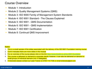ISO 9001 Foundation Training Course - Sample Slides | PDF