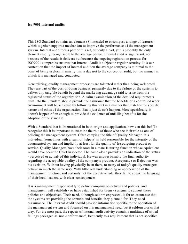 Iso 9001 internal audits