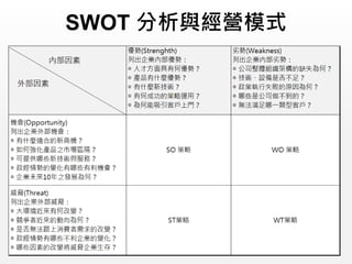 SWOT 分析與經營模式
 