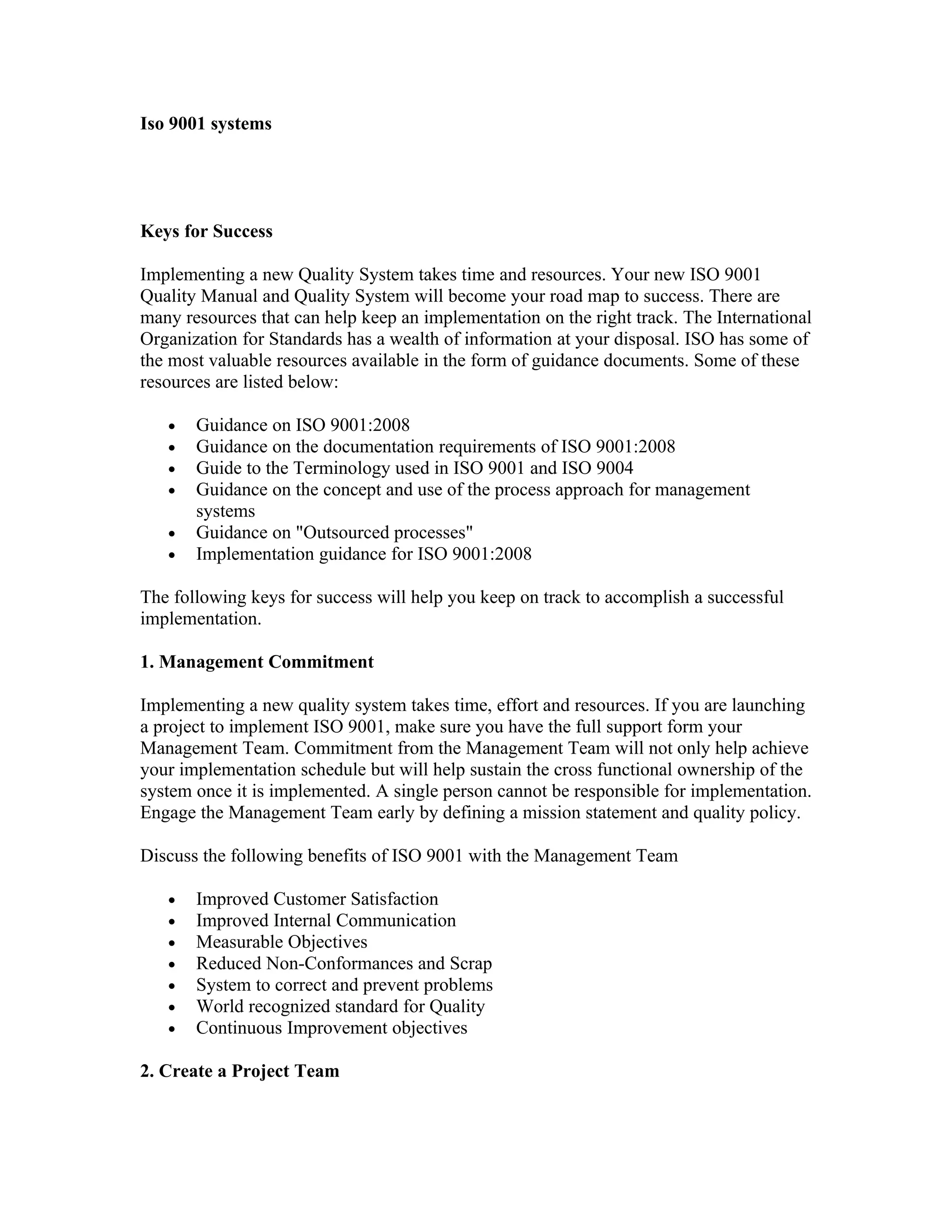 Iso 9001 systems | DOC