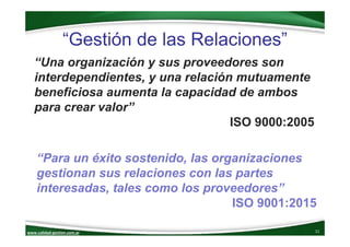 www.calidad‐gestion.com.ar
“Gestión de las Relaciones”
11www.calidad‐gestion.com.ar
“Una organización y sus proveedores so...