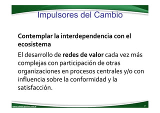 www.calidad‐gestion.com.ar
Impulsores del Cambio
17www.calidad‐gestion.com.ar
Contemplar la interdependencia con el 
ecosi...
