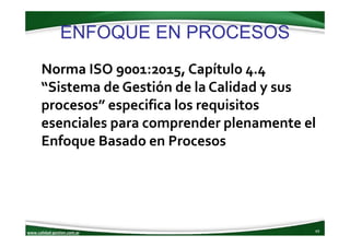 www.calidad‐gestion.com.ar
ENFOQUE EN PROCESOS
49www.calidad‐gestion.com.ar
Norma ISO 9001:2015, Capítulo 4.4 
“Sistema de...