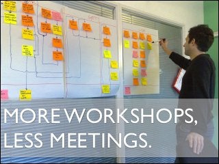 MORE WORKSHOPS, 
LESS MEETINGS.
 