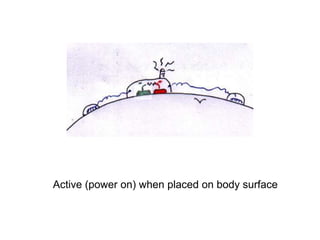 Active (power on) when placed on body surface
 