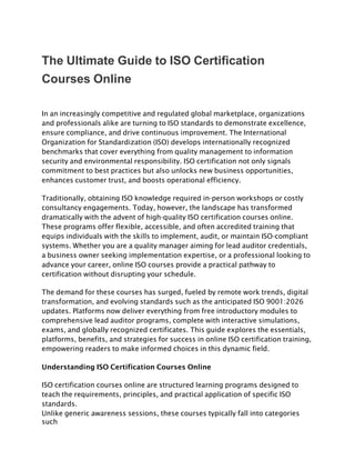 ISO Certification Courses Online | ISO Training Online - EAS | PPT
