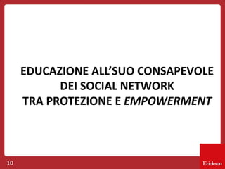 EDUCAZIONE ALL’SUO CONSAPEVOLE
DEI SOCIAL NETWORK
TRA PROTEZIONE E EMPOWERMENT

10

 