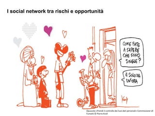 I social network tra rischi e opportunità
1Opuscolo «Prendi il controllo dei tuoi dati personali» Commissione UE
Fumetti © Pierre Kroll
 