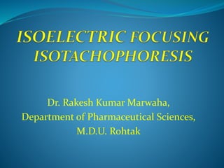 Dr. Rakesh Kumar Marwaha,
Department of Pharmaceutical Sciences,
M.D.U. Rohtak
 