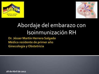 Abordaje del embarazo con
             Isoinmunización RH




28 de Abril de 2012
 