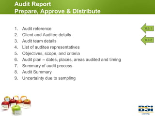 Auditor CompetenceSpecific Knowledge and skills7.3.3Specific knowledge and skills for quality auditors could include:Quality methods and techniquesQuality terminologyQuality management tools and their applicationProcesses and products/services specific to the sector being audited