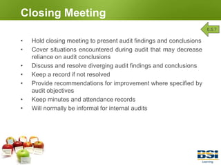 Conducting Document Review6.3A review of documentation:Should be conducted prior to on-site audit activities unless deferring review is not detrimental to the effectiveness of the auditMay include relevant QMS documents, records, and previous audit reportsMay include a preliminary site visit