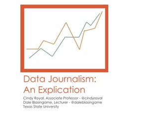 Data Journalism:
An Explication
Cindy Royal, Associate Professor - @cindyroyal
Dale Blasingame, Lecturer - @daleblasingame
Texas State University
 