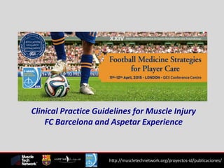 http://muscletechnetwork.org/proyectos-id/publicaciones/
Clinical Practice Guidelines for Muscle Injury
FC Barcelona and Aspetar Experience
 