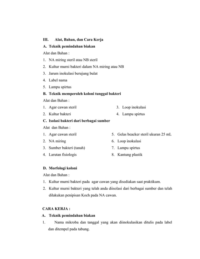 Isolasi dan morfologi koloni bakteri | DOC