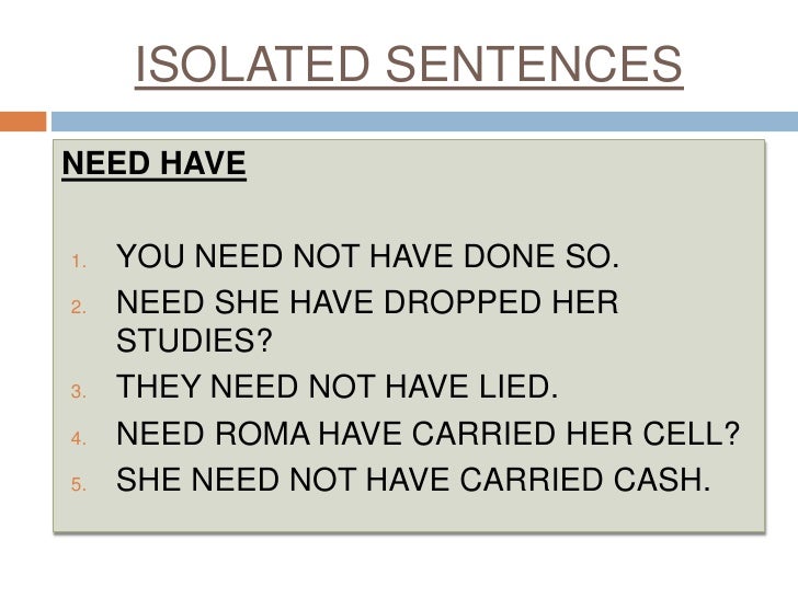 Isolated sentences
