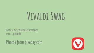 Vivaldi Swag
Patricia Aas, Vivaldi Technologies
@pati_gallardo
Photos from pixabay.com
 