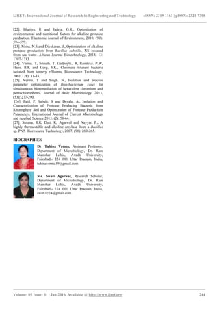 Isolation and screening of haloalkaline protease producing bacteria ...