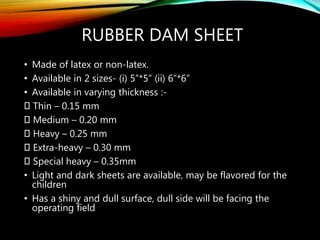 RUBBER DAM SHEET
• Made of latex or non-latex.
• Available in 2 sizes- (i) 5”*5” (ii) 6”*6”
• Available in varying thickne...