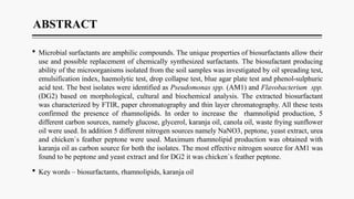 Isolation, Characterization, and Optimization of Rhamnolipid ...