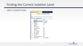• DBCC USEROPTIONS
 