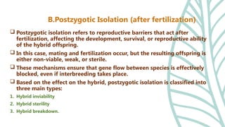 Reproductive Isolation Types Isolation mechanism: Types of isolation - Geographical and reproductive ...