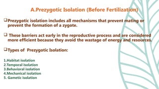 Reproductive Isolation Types Isolation mechanism: Types of isolation - Geographical and reproductive ...