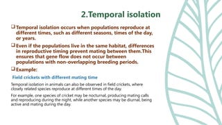 Temporal Isolation Def Isolation mechanism: Types of isolation - Geographical and reproductive ...