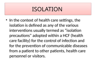 isolation precautions, infection control | PPTX