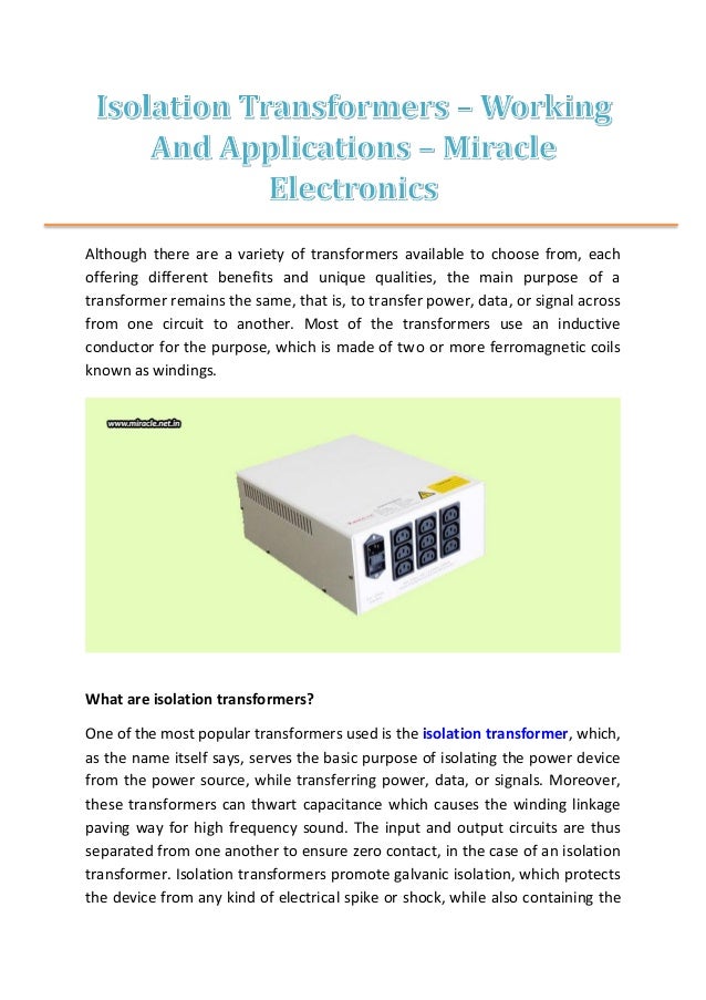 Isolation Transformers _ Working And Applications Miracle Electronics