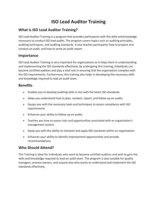 ISO Lead Auditor Training