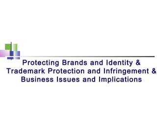 Protecting Brands and Identity &
Trademark Protection and Infringement &
Business Issues and Implications
 