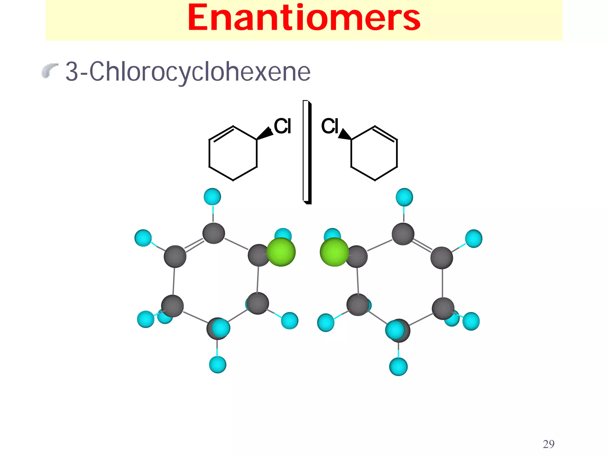 Enantiomers
3-Chlorocyclohexene
                Cl    Cl




                           29
 