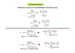 ESTEREOQUÍMICA
NOMENCLATURA ENANTIÔMEROS: SISTEMA (R-S)

 