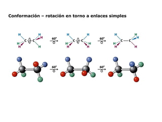 Conformación – rotación en torno a enlaces simples
 