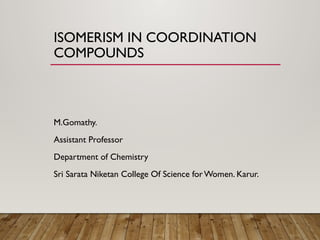 Isomerism in coordination compounds octahedral | PPTX