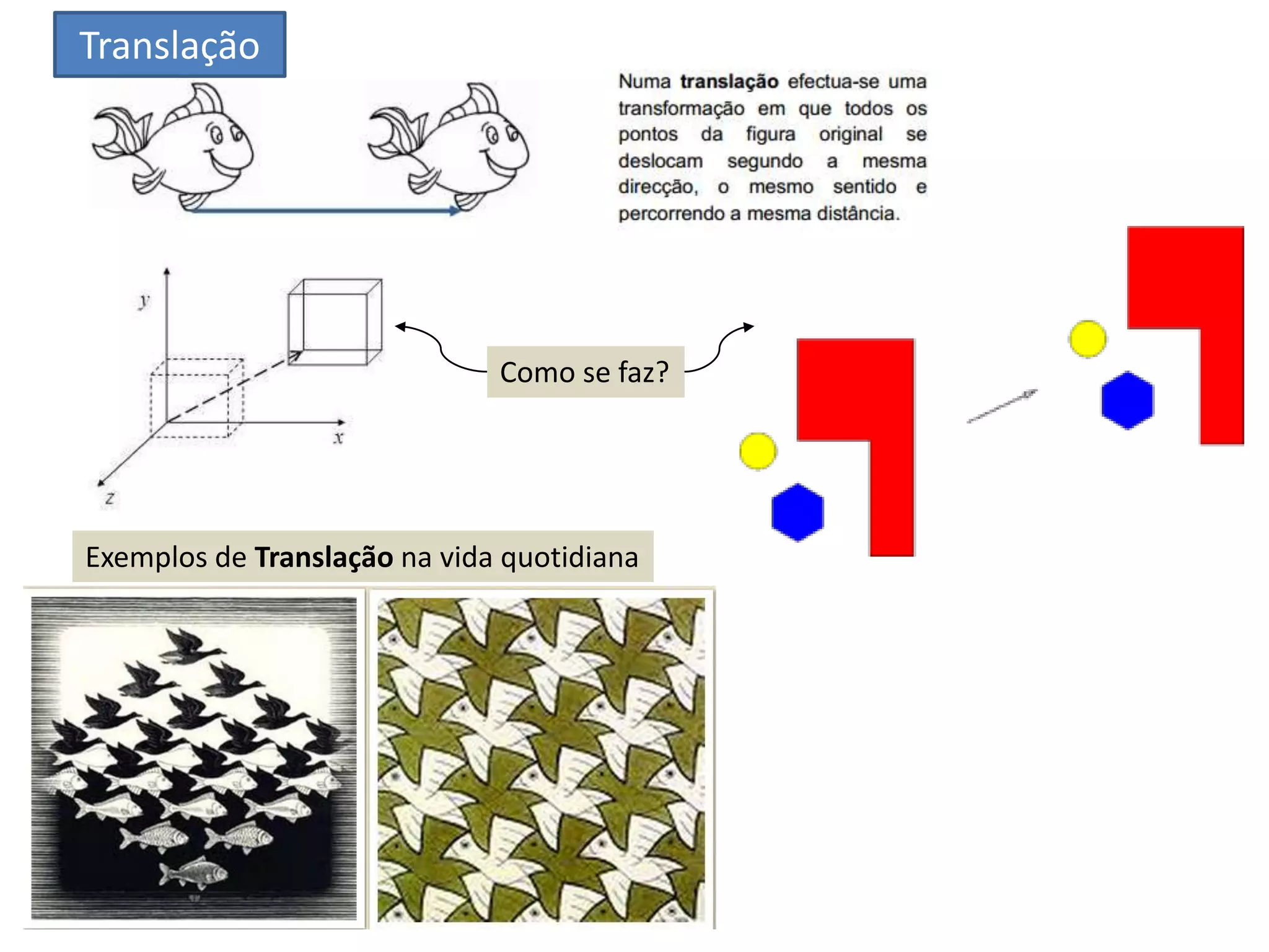 Translação
Como se faz?
Exemplos de Translação na vida quotidiana