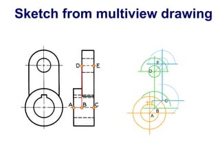 A
B
C
D
E
Sketch from multiview drawing
 