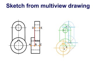 A
B
D
E
C
Sketch from multiview drawing
 