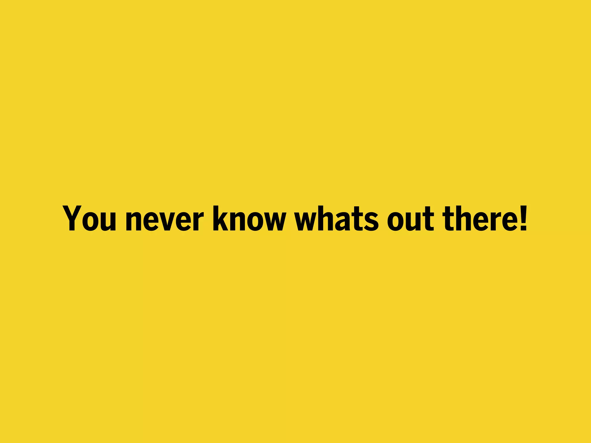 You never know whats out there!
 