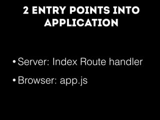 2 Entry Points into
Application
• Server: Index Route handler
• Browser: app.js
 