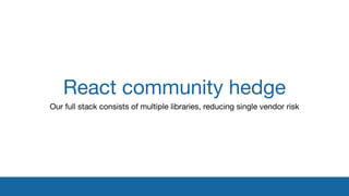 React community hedge
Our full stack consists of multiple libraries, reducing single vendor risk
 