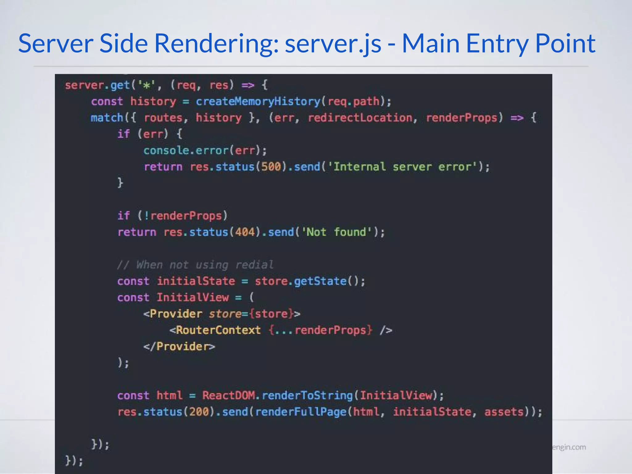 Server Side Rendering: server.js - Main Entry Point 