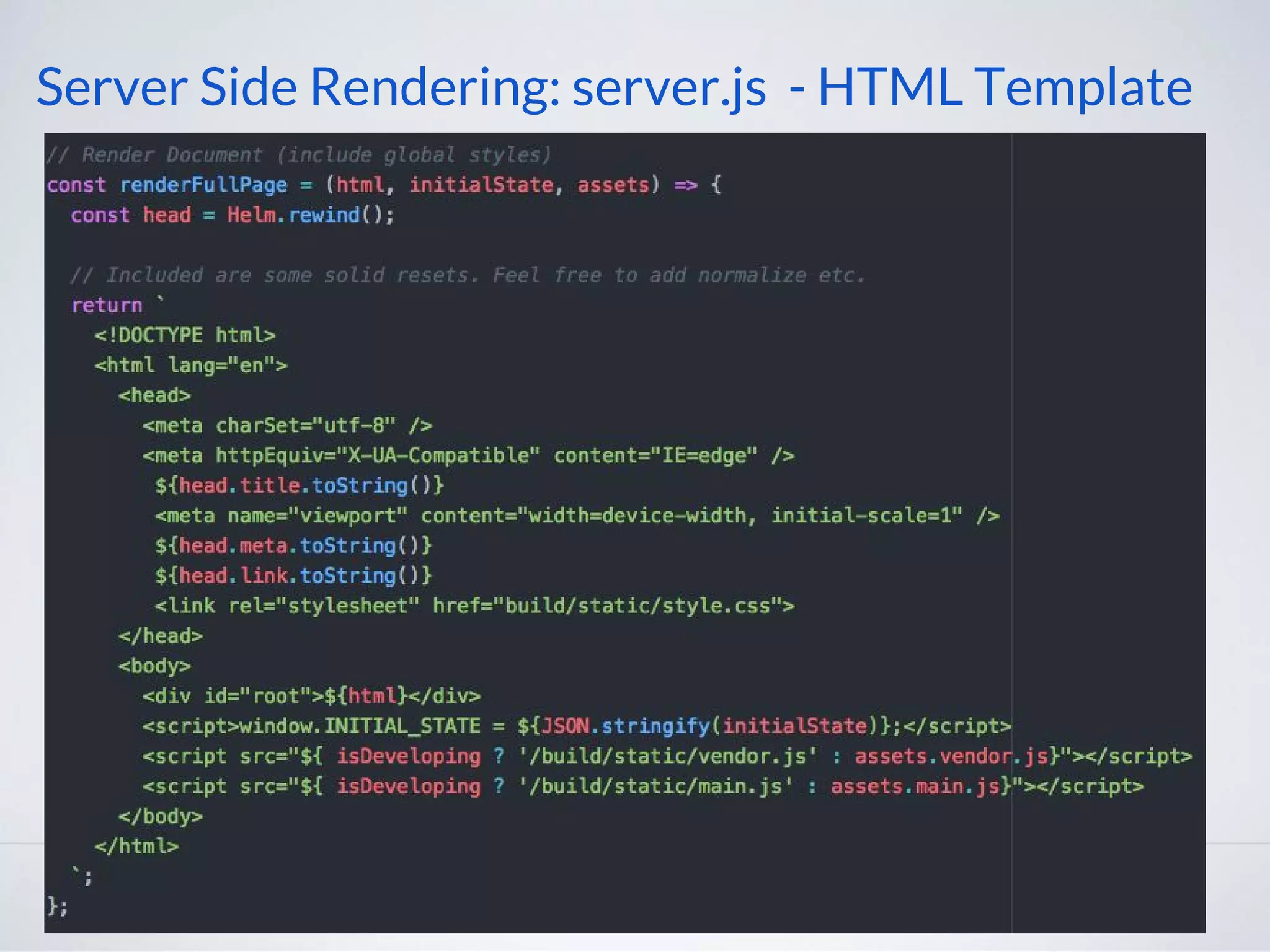 Server Side Rendering: server.js - HTML Template 