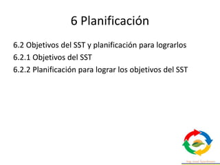 6.2 Objetivos de la SST y planificación
para lograrlos
• 6.2.2 Planificación para lograr los objetivos de la SST
• A la ho...
