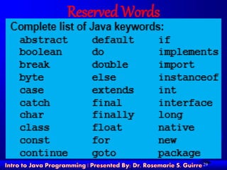 29
Reserved Words
 